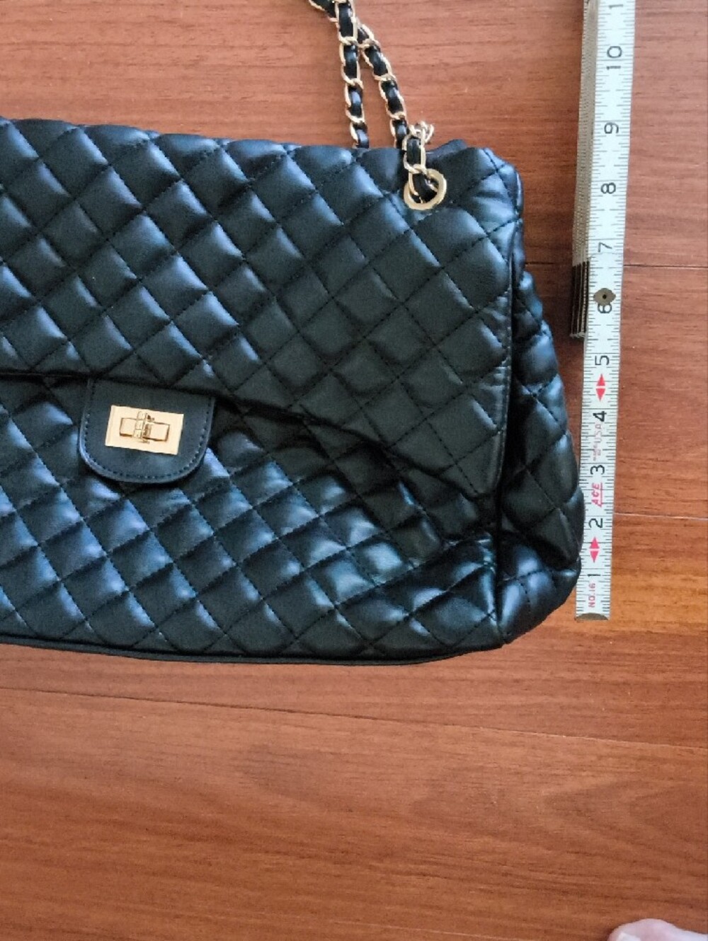 Classic Quilted Black Shoulder Bag with Chain Strap Nwt New Large - Picture 4 of 13